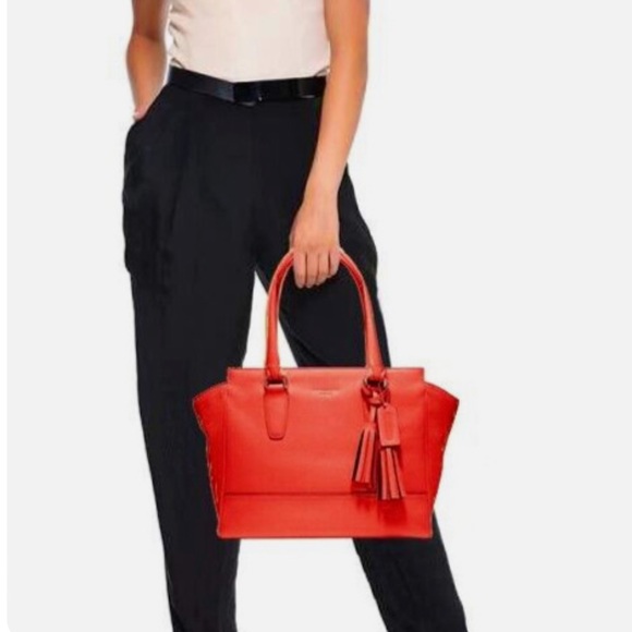 Coach Red Legacy Leather Medium Candace Carryall Handbag Coral - Picture 8 of 9